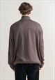 VINTAGE 90S NORDIC HALF ZIP KNIT JUMPER IN WINTER PRINT L
