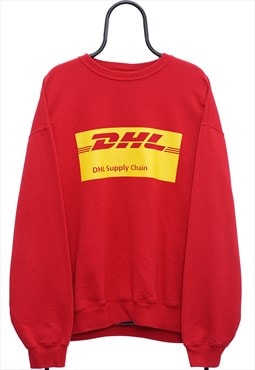 Vintage DHL Graphic Red Sweatshirt Womens