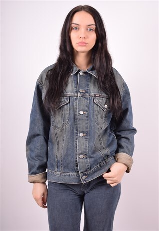 RIFLE WOMENS VINTAGE DENIM JACKET LARGE BLUE 90'S