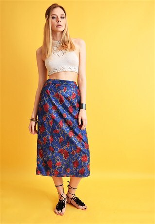 70'S RETRO MOD ABSTRACT ARTISTIC PATTERN MAXI SKIRT