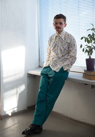 VINTAGE 70'S WHITE PATTERNED SHIRT