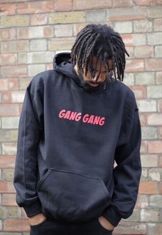 NEW IN - GANG GANG RETRO FIT RED ON BLACK HOODIE