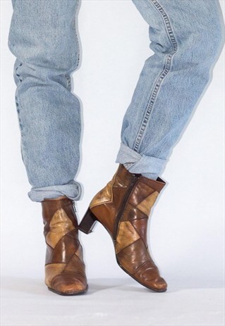 VINTAGE LEATHER PATCHWORK BOOTS