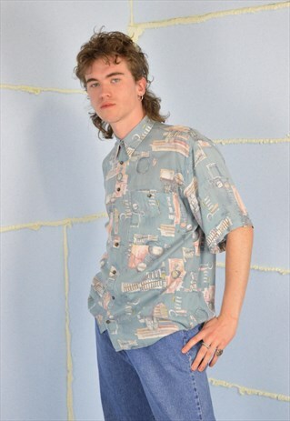 VINTAGE MULTICOLOUR GRAPHIC ABSTRACT SHORT SLEEVE SHIRT