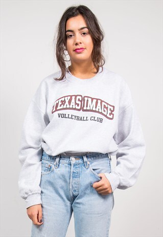 VINTAGE 90'S GREY TEXAS VOLLEYBALL SPORTS SWEATSHIRT