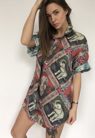 PATTERNED OVERSIZED RETRO VINTAGE UNISEX FESTIVAL SHIRT