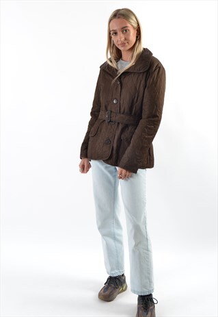 BROWN BURBERRY BELTED JACKET WITH BURBERRY LINING GRH2220