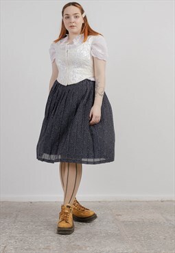 Vintage 90s Pleated Mini Polka Dot High Waisted Skirt L