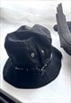 Y2K Black Bucket Drawstring Bucket Hat 