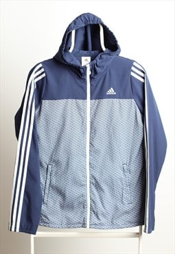 Vintage Adidas Sportswear Hooded Shell Logo Jacket Blue Whit