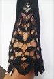 1950S VINTAGE FRENCH SUEDE LEATHER LACE OPERA GLOVES SIZE XS