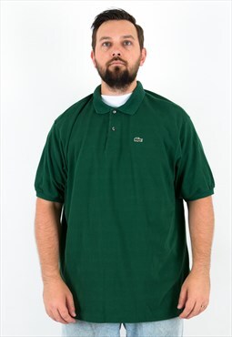 LACOSTE Men's 4XL Vintage Polo Shirt T-shirt Green Cotton Re