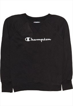 Vintage 90's Champion Sweatshirt Spellout Crew Neck Black