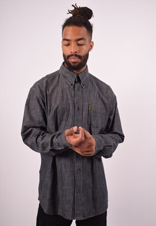 VINTAGE ARMANI JEANS DENIM SHIRT BLUE
