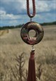 VINTAGE 70S CLOISONNE BRAIDED TASSEL MEDALLION