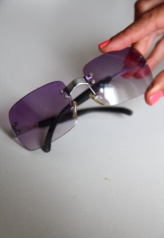 VINTAGE SILVER RIMLESS FRAME, GRADIENT PURPLE LENSES