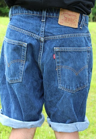 VINTAGE 90S LEVI'S DENIM CUT OFF SHORTS - 34 WAIST - WORKMAN
