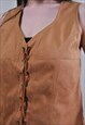 VINTAGE LACE HIPPIE STYLE BROWN TANK TOP