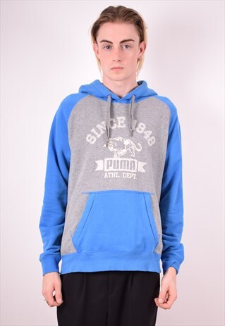 PUMA MENS VINTAGE HOODIE JUMPER MEDIUM GREY 90S