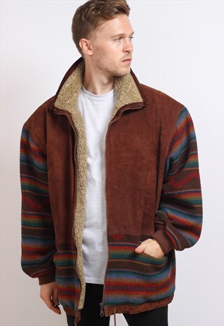 VINTAGE AZTEC FLEECE LINED JACKET