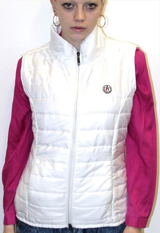 VINTAGE 90S WHITE PADDED SPORTS TOP GILET SHELL JACKET TOP