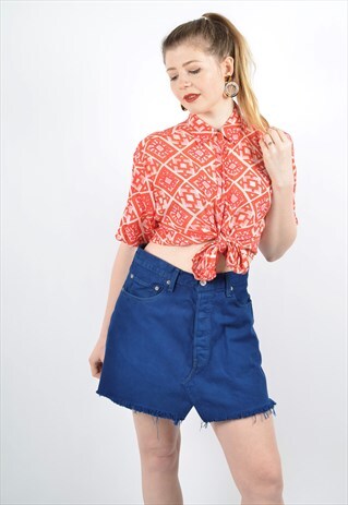 VINTAGE 90S LEVIS REWORK CUT OFF DENIM SKIRT IN BLUE