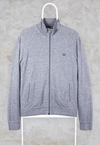 VINTAGE FRED PERRY GREY BOMBER TRACK TOP JACKET MEDIUM