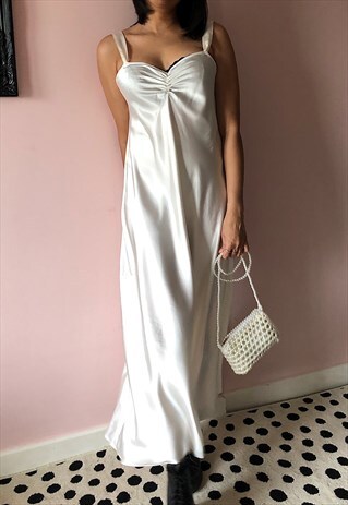 satin slip dress cream