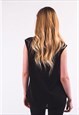 STUDDED EMBELLISHED VEST TOP WITH LEAF DESIGN IN BLACK
