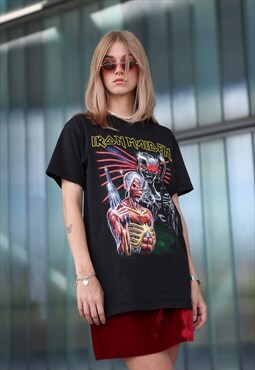 Vintage 90's Band T-shirt Iron Maiden MEdium Black 
