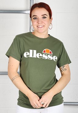 Vintage Ellesse T-Shirt in Green Short Sleeve Tee Size 6