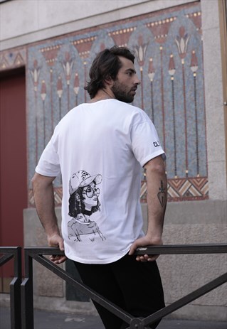 OVERSIZED TEE WHITE WITH CLEOPATRA