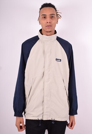 ELLESSE MENS VINTAGE TRACKSUIT TOP JACKET XL BEIGE 90'S