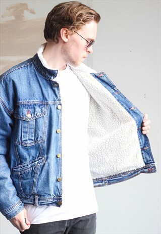 VINTAGE FLEECE LINED DENIM SHERPA JACKET