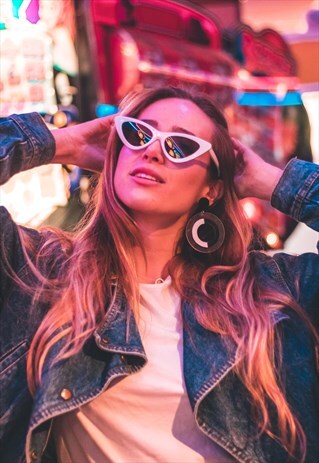 90'S INSPIRED WHITE CAT-EYE SUNGLASSES