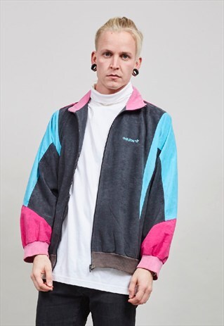 CLASSIC VINTAGE 90'S ADIDAS GREY/BLUE/PINK TRACKSUIT JACKET