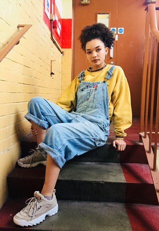 VINTAGE DENIM DICKIES DISTRESSED DUNGAREES