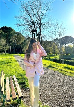 Kzell PU blazer glossy effect in Pink 