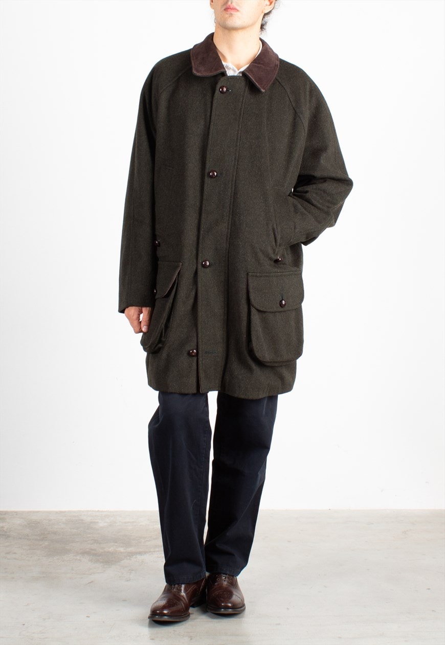 Barbour wool coat sales Green