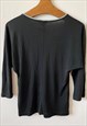 VINTAGE 90S DANIEL HECHTER V-NECK BLOUSE TOP LYCRA