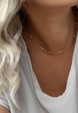 14K Rose Gold Filled Simple Dainty Layering Chain Necklace 