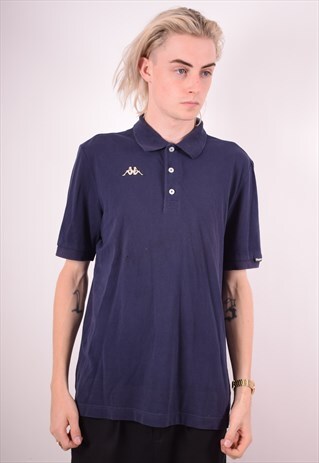 KAPPA MENS VINTAGE POLO SHIRT LARGE BLUE 90S
