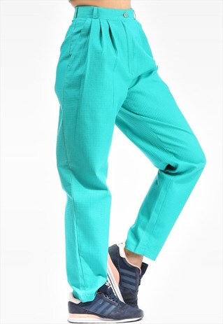 VINTAGE TAPERED MOM TROUSERS WAFFLE FABRIC