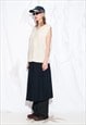 Vintage 70s Oversized Knitted Vest in Off White