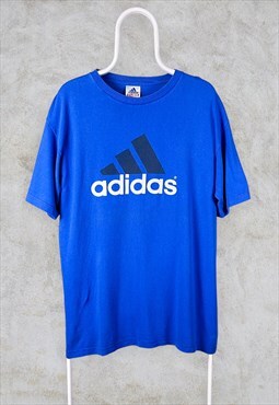 Vintage 90s Blue Adidas T-Shirt Made in USA Medium