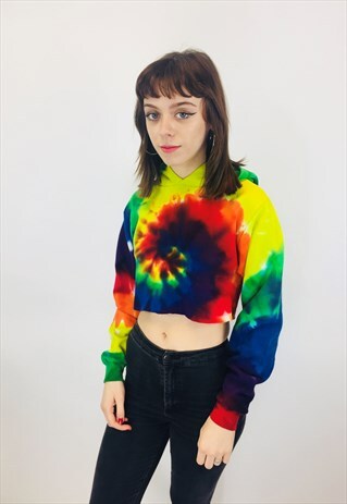 TIE DYE CROPPED HOODIE