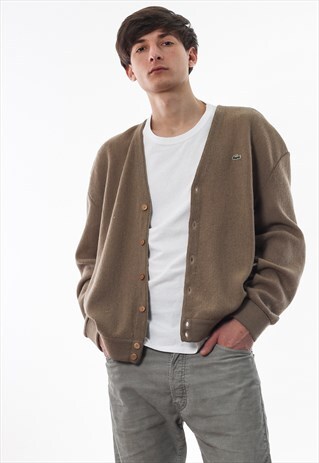 VINTAGE LACOSTE JUMPER SWEATER 90S BROWN KNITTED