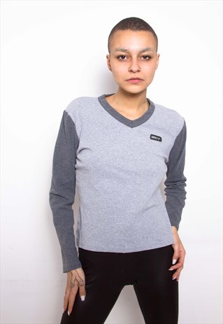 VINTAGE 90S GREY LONG SLEEVE TOP