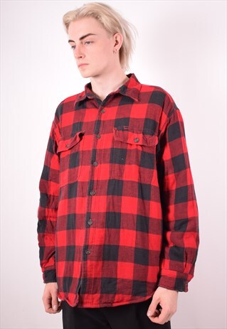 MENS VINTAGE JACKET LARGE RED CHECK 90S