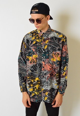 VINTAGE 90S ABSTRACT FLOWER LONG SLEEVE SHIRT